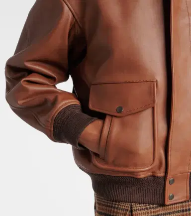 Saint Laurent Shearling-trimmed leather bomber jacket | Thumbnail 2
