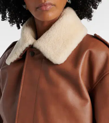 Saint Laurent Shearling-trimmed leather bomber jacket | Thumbnail 6