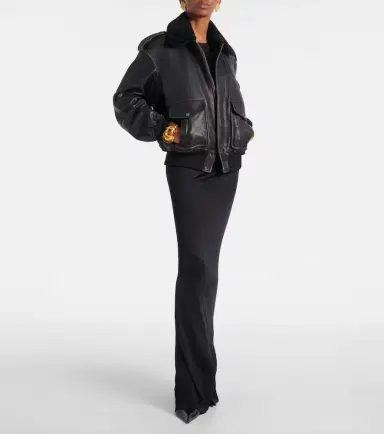 Saint Laurent Shearling-trimmed leather jacket | Thumbnail 4 Saint Laurent Shearling-trimmed leather jacket | Thumbnail 4