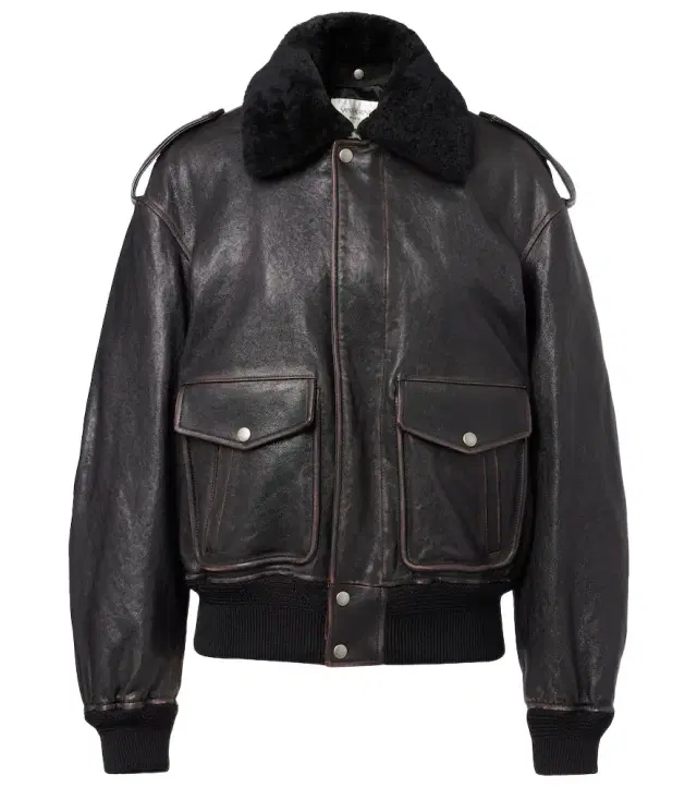 Saint Laurent Shearling-trimmed leather jacket
