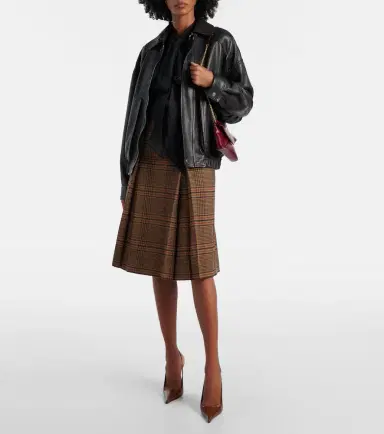 Saint Laurent Prince of Wales check wool midi skirt | Thumbnail 3