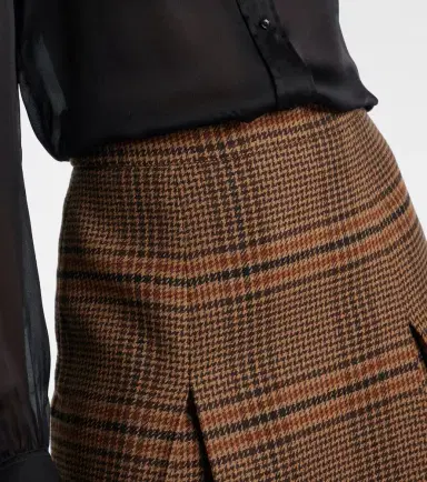 Saint Laurent Prince of Wales check wool midi skirt | Thumbnail 4
