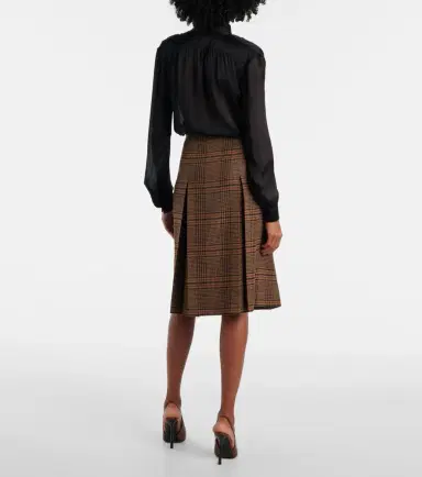 Saint Laurent Prince of Wales check wool midi skirt | Thumbnail 5