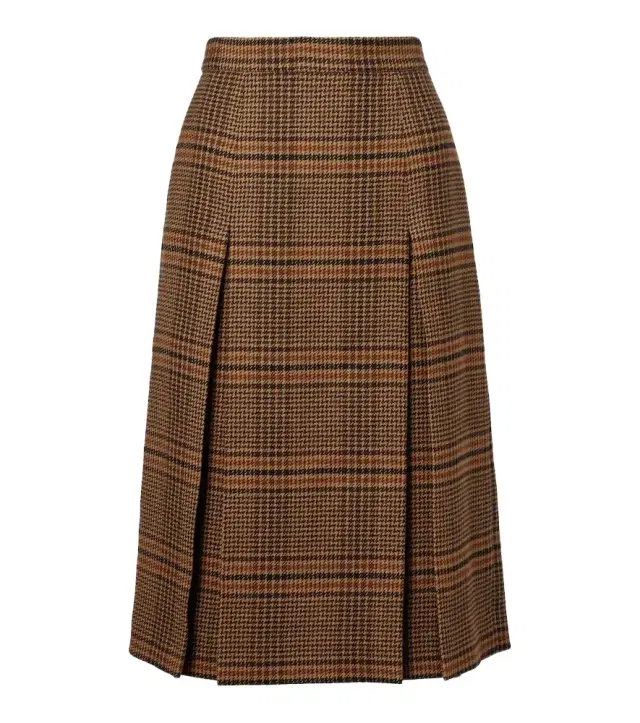 Prince of Wales check wool midi skirt