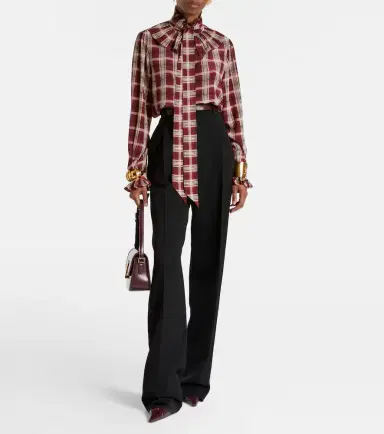 Saint Laurent Checked silk blouse | Thumbnail 2 Saint Laurent Checked silk blouse | Thumbnail 2