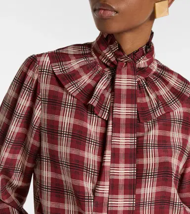 Saint Laurent Checked silk blouse | Thumbnail 3 Saint Laurent Checked silk blouse | Thumbnail 3