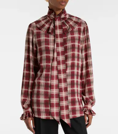 Saint Laurent Checked silk blouse | Thumbnail 4 Saint Laurent Checked silk blouse | Thumbnail 4