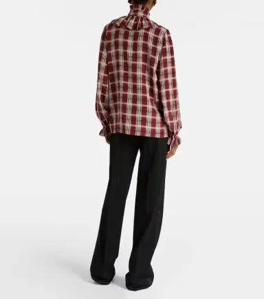 Saint Laurent Checked silk blouse | Thumbnail 6 Saint Laurent Checked silk blouse | Thumbnail 6