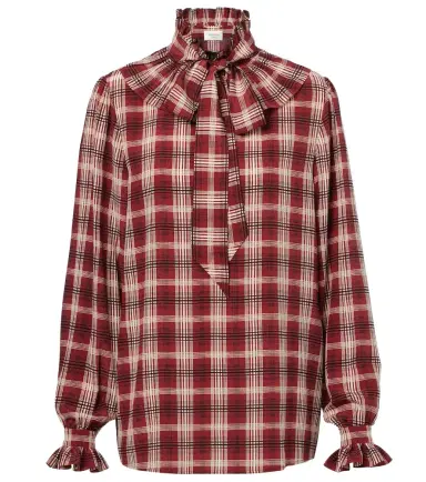 Saint Laurent Checked silk blouse | Thumbnail 1 Saint Laurent Checked silk blouse | Thumbnail 1