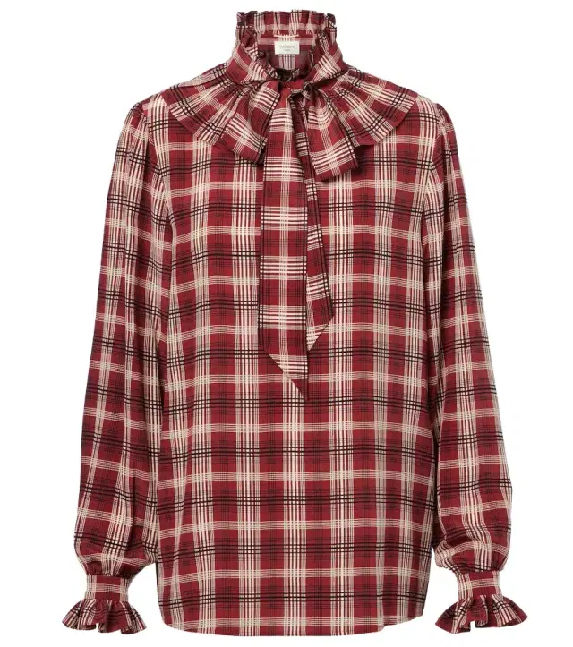 Saint Laurent Checked silk blouse