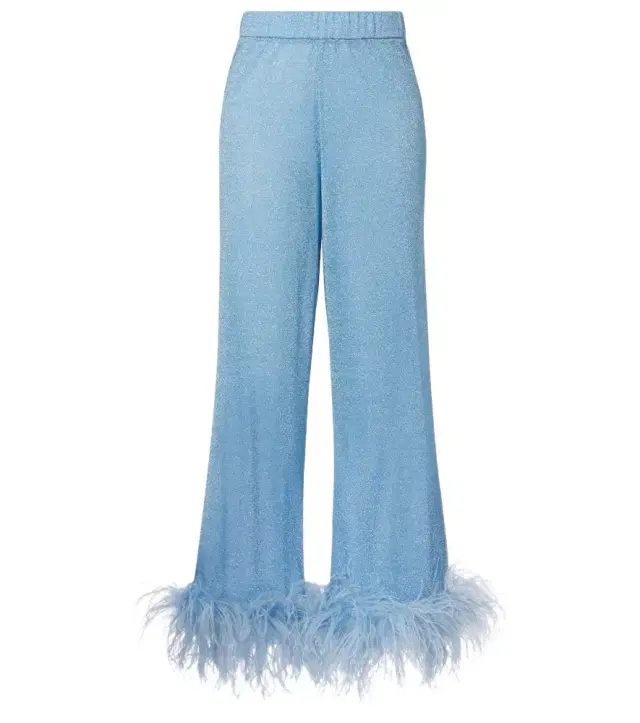 Oséree Oséree Lumière feather-trimmed wide-leg pants