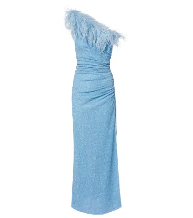 Oseree Oséree Lumière Plumage one-shoulder maxi dress