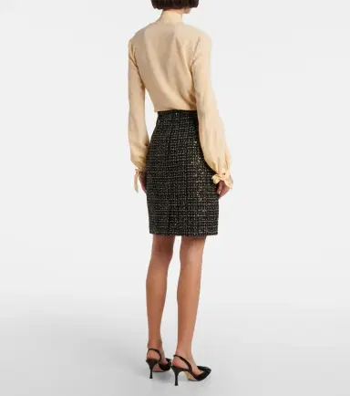 Safiyaa Ayaka sequined tweed pencil skirt | Thumbnail 3