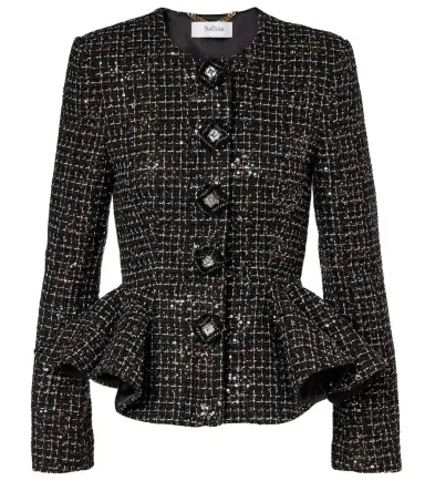 Safiyaa Tomomi sequined peplum tweed jacket | Thumbnail 1 Safiyaa Tomomi sequined peplum tweed jacket | Thumbnail 1