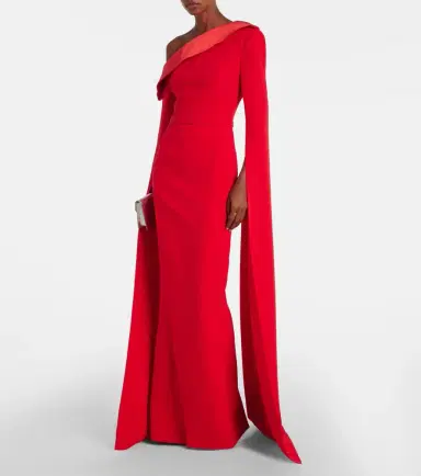Safiyaa Rinoa caped crépe gown | Thumbnail 4