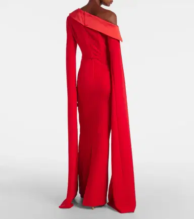 Safiyaa Rinoa caped crépe gown | Thumbnail 5