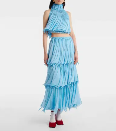 Alaïa Alaïa Pleated mesh crop top | Thumbnail 2