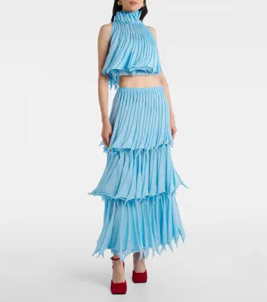 Alaïa Alaïa Pleated mesh crop top | Thumbnail 6