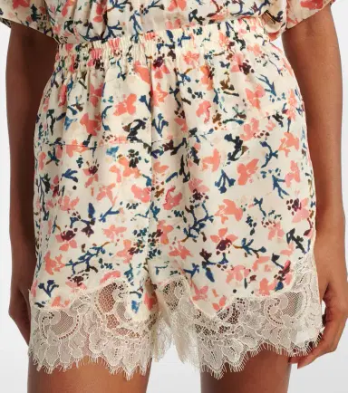Ulla Johnson Noella floral lace-trimmed silk shorts | Thumbnail 3