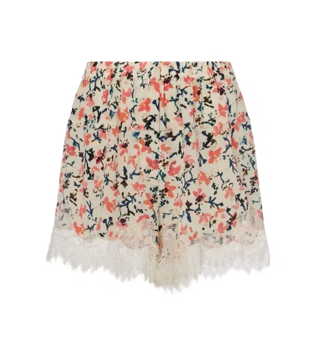 Ulla Johnson Noella floral lace-trimmed silk shorts