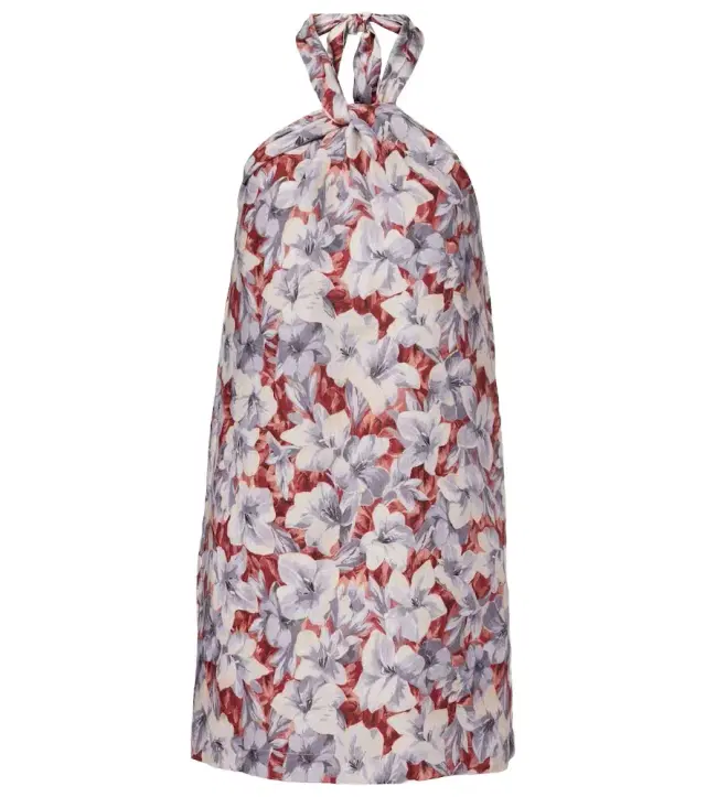 Posse Luna floral halterneck linen minidress