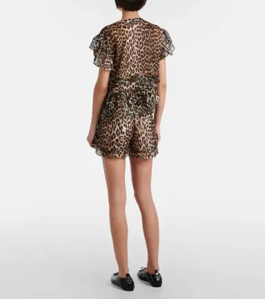 Ganni Leopard-print ruffled chiffon blouse | Thumbnail 2