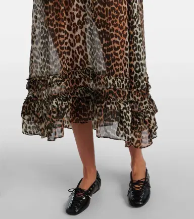 Ganni Leopard-print sheer chiffon midi dress | Thumbnail 3