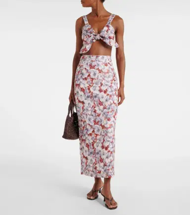 Posse Luna floral linen crop top | Thumbnail 3