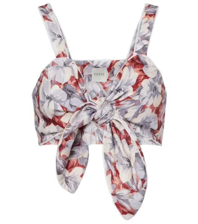 Posse Luna floral linen crop top