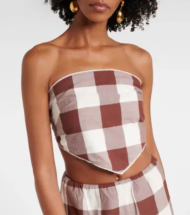 Posse Callie gingham cotton crop top | Thumbnail 3