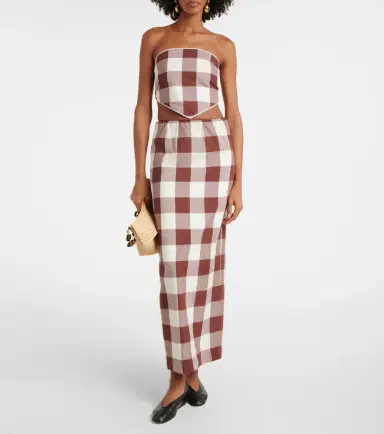 Posse Mira gingham cotton maxi skirt | Thumbnail 2
