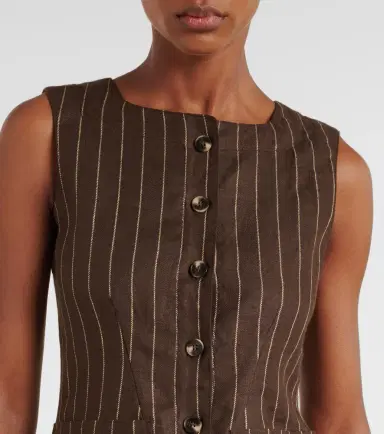 Posse Emma pinstripe linen top | Thumbnail 2
