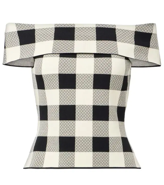 Posse Pippa checked off-shoulder top