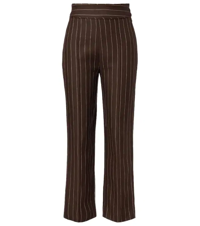 Posse Thea pinstripe high-rise linen pants