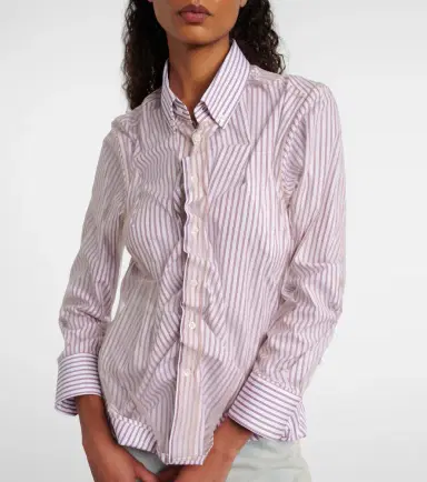 Maison Margiela Pinstriped ruffled cotton poplin shirt | Thumbnail 3 Maison Margiela Pinstriped ruffled cotton poplin shirt | Thumbnail 3