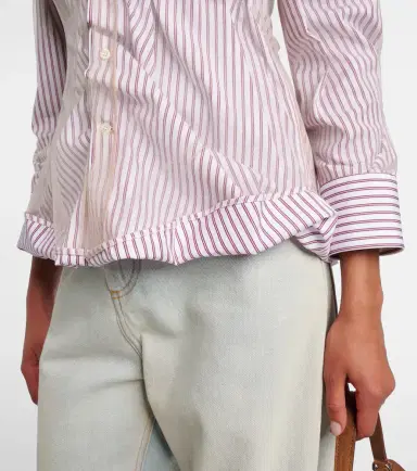 Maison Margiela Pinstriped ruffled cotton poplin shirt | Thumbnail 5 Maison Margiela Pinstriped ruffled cotton poplin shirt | Thumbnail 5
