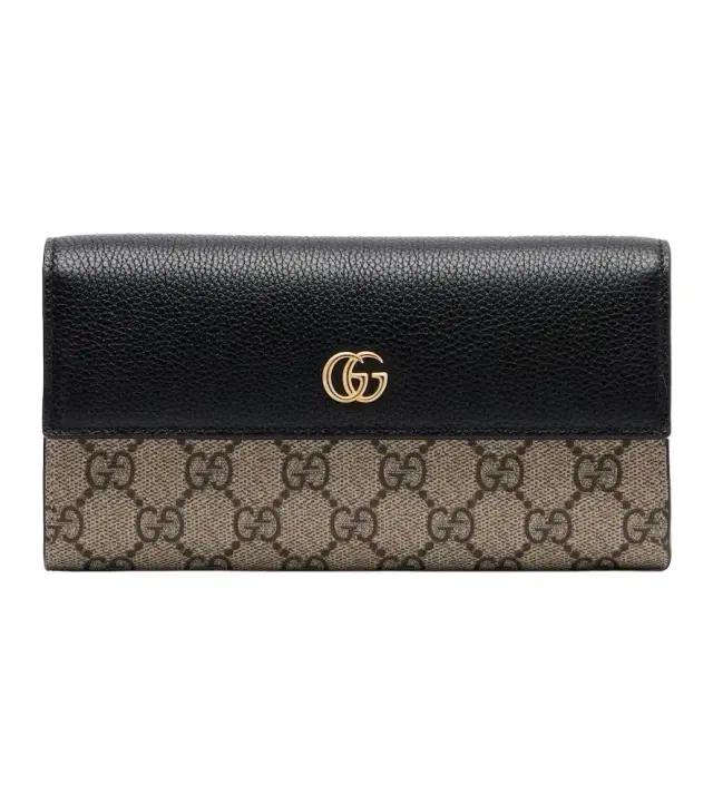 GG Marmont leather-trimmed wallet on chain