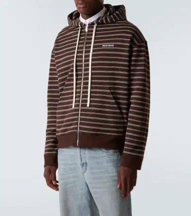 Miu Miu Striped cotton hoodie | Thumbnail 4