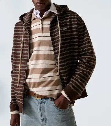 Miu Miu Striped cotton hoodie | Thumbnail 5