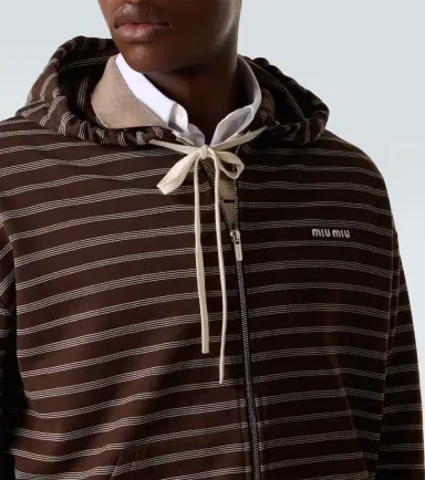 Miu Miu Striped cotton hoodie | Thumbnail 6