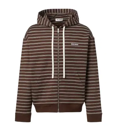 Miu Miu Striped cotton hoodie | Thumbnail 1
