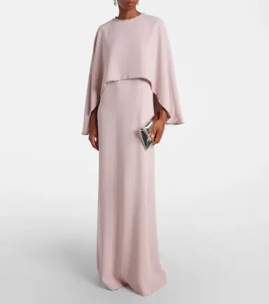 Costarellos Crystal-embellished caped gown | Thumbnail 7