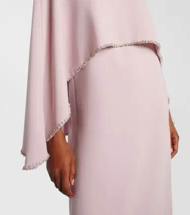 Costarellos Crystal-embellished caped gown | Thumbnail 8