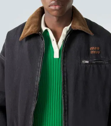 Miu Miu Corduroy-trimmed denim blouson jacket | Thumbnail 3