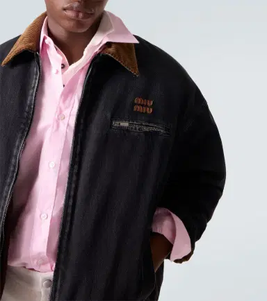Miu Miu Corduroy-trimmed denim blouson jacket | Thumbnail 5
