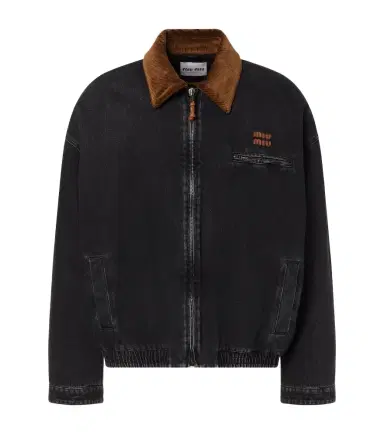 Miu Miu Corduroy-trimmed denim blouson jacket | Thumbnail 1