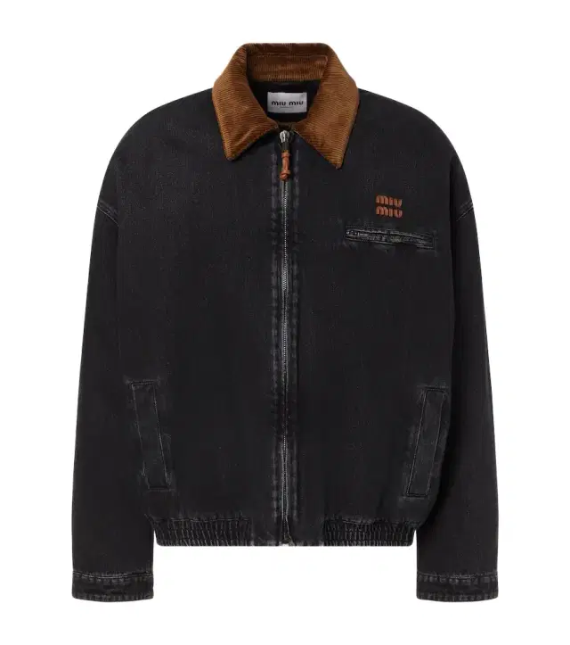 Miu Miu Corduroy-trimmed denim blouson jacket