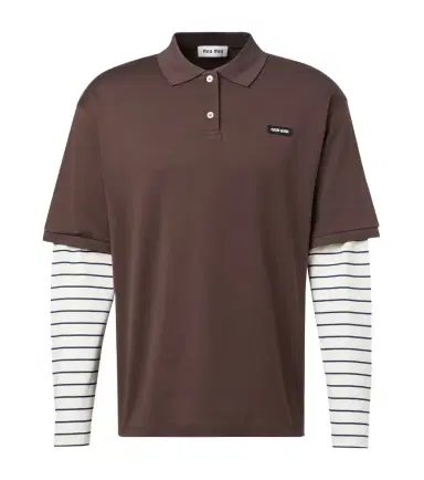 Miu Miu Layered striped cotton polo shirt | Thumbnail 1