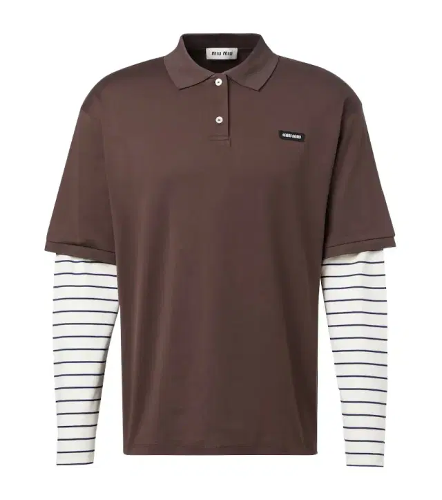 Miu Miu Layered striped cotton polo shirt