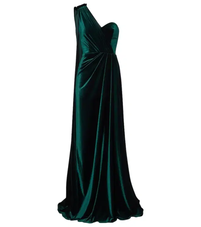 Monique Lhuillier One-shoulder velvet gown